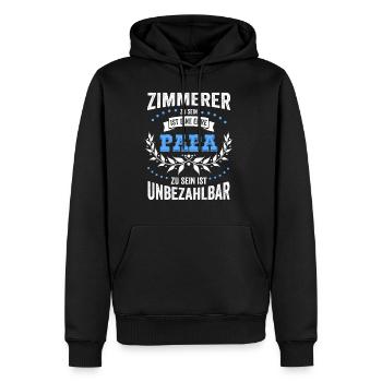 Zimmerer sein ist eine Ehre Papa sein unbezahlbar - Männer Premium Bio Hoodie - Schwarz - Vorne - Nico (187cm)