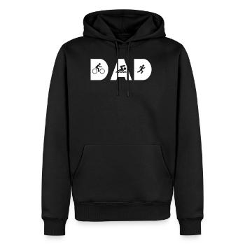 Dad Vater Triathlon Papa T-Shirt Geschenk - Männer Premium Bio Hoodie - Schwarz - Vorne - Nico (187cm)