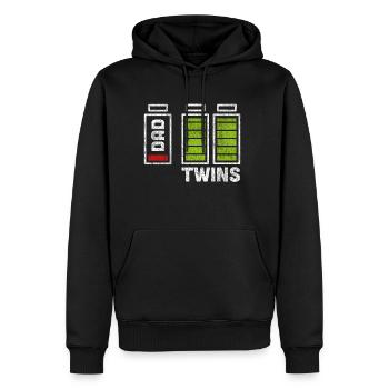 Zwillinge Vater Batwerie Geschenk Dad Twins - Männer Premium Bio Hoodie - Schwarz - Vorne - Nico (187cm)