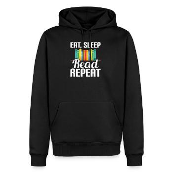 Manger, dormir, lire le livre de lecture répétée - Sweat à capuche Premium bio Homme - noir - Devant - Nico (187cm)