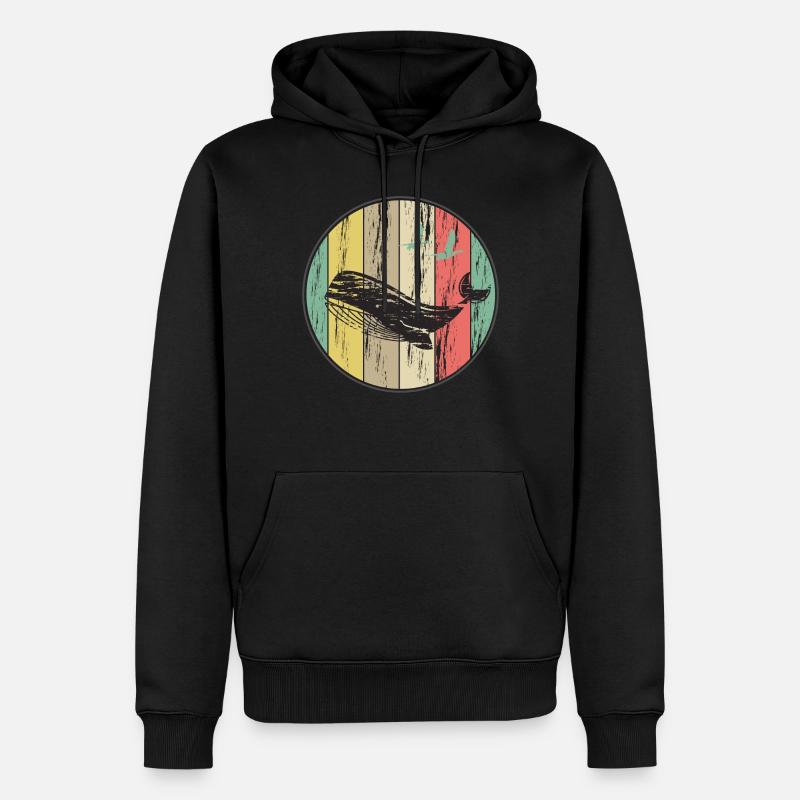baleine - Sweat à capuche Premium bio Homme - noir