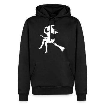 Witch / Befana on broom - Men’s Premium Organic Hoodie - black - Front - Nico (187cm)