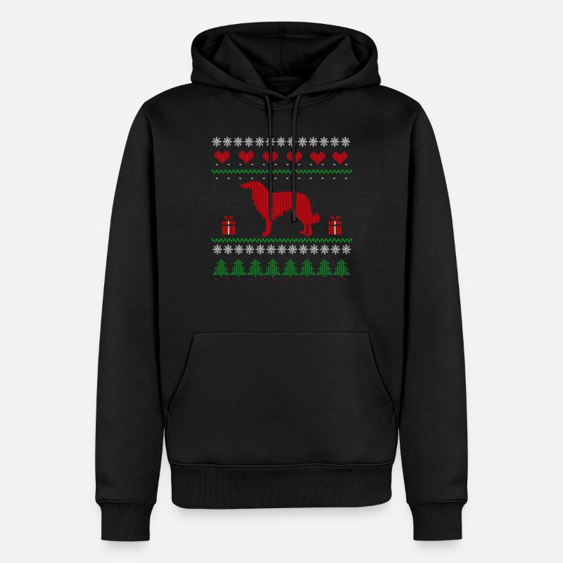 Noël laide Noël Barzoï Lévrier - Sweat à capuche Premium bio Homme - noir