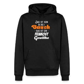 Das ist kein Bauch Das ist ein Feinkostgewölbe - Männer Premium Bio Hoodie - Schwarz - Vorne - Nico (187cm)