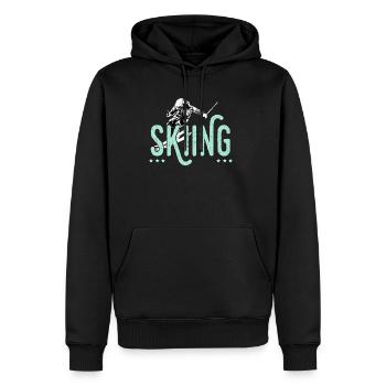 Ski, Skifahrer, Skifahren, Weihnachten - Männer Premium Bio Hoodie - Schwarz - Vorne - Nico (187cm)