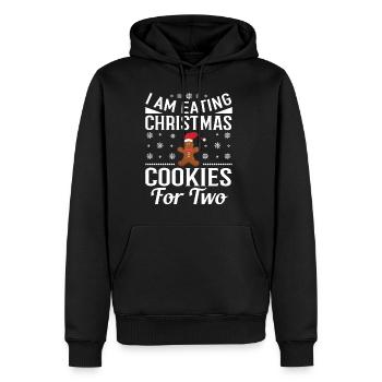 JE MANGE DES COOKIES DE NOËL POUR DEUX IDÉES CADEAUX - Sweat à capuche Premium bio Homme - noir - Devant - Nico (187cm)