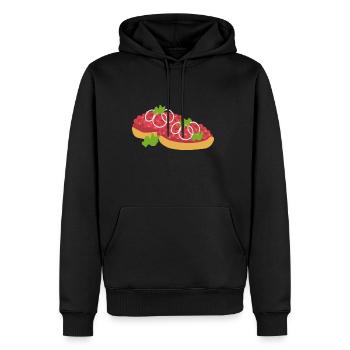 METT BRÖTCHEN LUSTIGE GESCHENKIDEE - Männer Premium Bio Hoodie - Schwarz - Vorne - Nico (187cm)