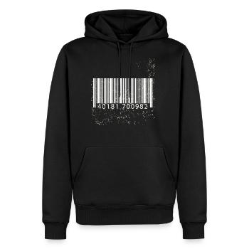 Idée cadeau code barre - Sweat à capuche Premium bio Homme - noir - Devant - Nico (187cm)
