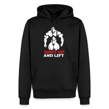 Bodybuilding Sport Krafttraining Fitness Geschenk - Männer Premium Bio Hoodie - Schwarz - Vorne - Nico (187cm)
