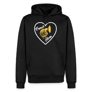 French Horn Lover T-shirt Hornist Joueur - Sweat à capuche Premium bio Homme - noir - Devant - Nico (187cm)