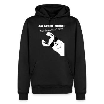 AM ARSCH VORBEI GELASSENHEIT SARKASMUS ARBEIT FUN - Männer Premium Bio Hoodie - Schwarz - Vorne - Nico (187cm)