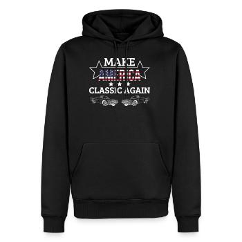 Oldtimer Classic Car Schnauferl Retro Vintage Auto - Men’s Premium Organic Hoodie - black - Front - Nico (187cm)