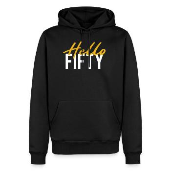 Hello Fifty 50. Geburtstag 1970 T-Shirt - Männer Premium Bio Hoodie - Schwarz - Vorne - Nico (187cm)