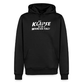 Die Klapse hat heut Wandertag Wanderung - Männer Premium Bio Hoodie - Schwarz - Vorne - Nico (187cm)