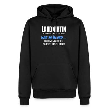 Landwirtin ich arbeite so hart - Männer Premium Bio Hoodie - Schwarz - Vorne - Nico (187cm)