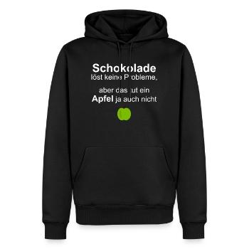 Schokolade löst keine Probleme mit Apfelmotiv - Männer Premium Bio Hoodie - Schwarz - Vorne - Nico (187cm)