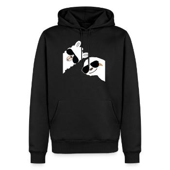 Alpaca laughs with sloth Sloth - Men’s Premium Organic Hoodie - black - Front - Nico (187cm)