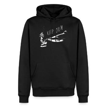 Keep Calm - Shark Edition - Männer Premium Bio Hoodie - Schwarz - Vorne - Nico (187cm)
