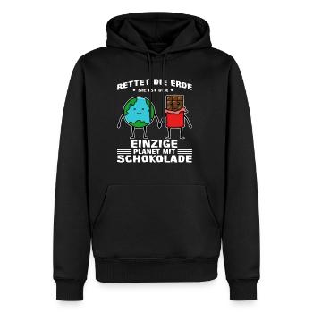 Rettet die Erde einzige Planet mit Schokolade - Männer Premium Bio Hoodie - Schwarz - Vorne - Nico (187cm)