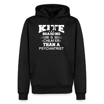 Kite Boarding Is Cheaper Than A Psychiatrist - Männer Premium Bio Hoodie - Schwarz - Vorne - Nico (187cm)