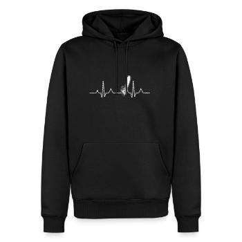 Kettensäge Herzschlag - Holz - Männer Premium Bio Hoodie - Schwarz - Vorne - Nico (187cm)