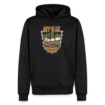 Brennholz Parfüm - Holz - Männer Premium Bio Hoodie - Schwarz - Vorne - Nico (187cm)