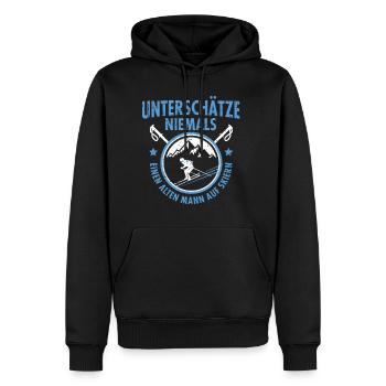 Alten Mann Skiern Vintage - Männer Premium Bio Hoodie - Schwarz - Vorne - Nico (187cm)