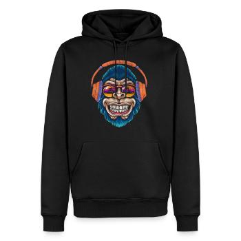 Monkey DJ Affe mit Kopfhörer Sonnenbrille Geschenk - Männer Premium Bio Hoodie - Schwarz - Vorne - Nico (187cm)