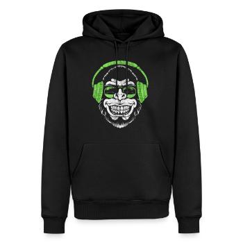 Monkey DJ Affe - Männer Premium Bio Hoodie - Schwarz - Vorne - Nico (187cm)