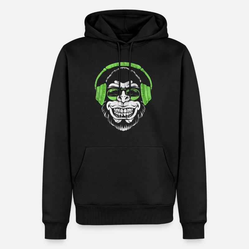 Singe DJ singe - Sweat à capuche Premium bio Homme - noir