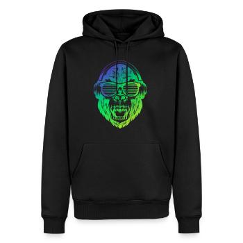 DJ Monkey Affe mit Sonnebrille - Männer Premium Bio Hoodie - Schwarz - Vorne - Nico (187cm)