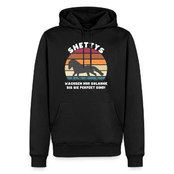 Shettys wachsen nur solange bis sie perfekt sind - Männer Premium Bio Hoodie - Schwarz - Vorne - Nico (187cm)
