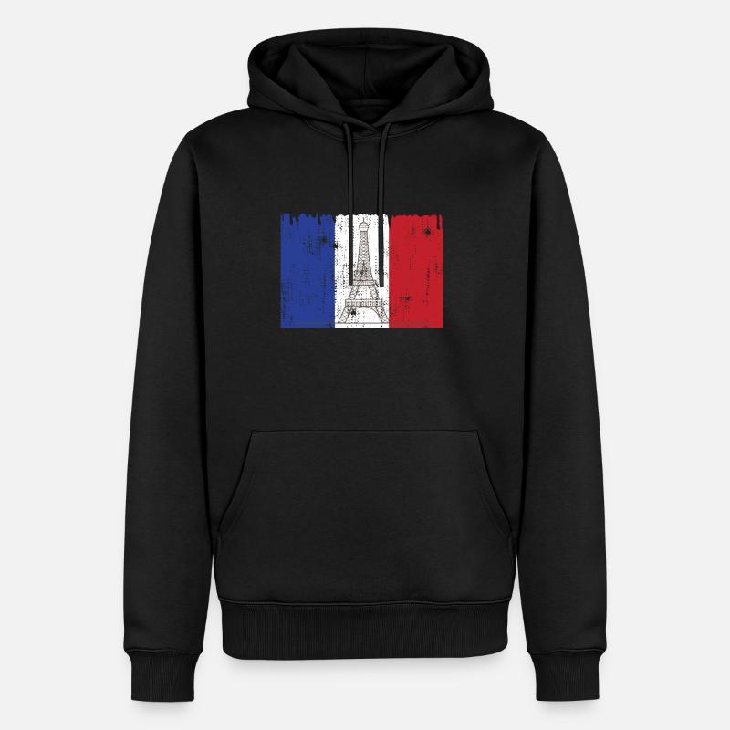 Drapeau français Tour Eiffel - Sweat à capuche Premium bio Homme - noir