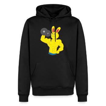 A tooth bunny bodybuilder bicep training barbell - Men’s Premium Organic Hoodie - black - Front - Nico (187cm)