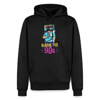 Retro cassette homme - Back in the 90s - Sweat à capuche Premium bio Homme - noir - Devant - Nico (187cm)