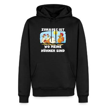 Zuhause ist wo meine Hühner sind - Männer Premium Bio Hoodie - Schwarz - Vorne - Nico (187cm)