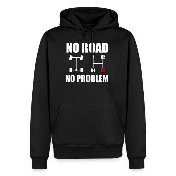 No Road No Problem Offroad Overland 4x4 Gelände - Männer Premium Bio Hoodie - Schwarz - Vorne - Nico (187cm)