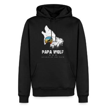 Papa Wolf Chef de meute Fête des Pères De Wolf Vintage - Sweat à capuche Premium bio Homme - noir - Devant - Nico (187cm)