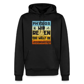 Physiotherapeut Geschenk - Männer Premium Bio Hoodie - Schwarz - Vorne - Nico (187cm)