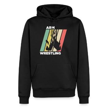 Arm Wrestling Vintage Retro Arm-Drücken - Männer Premium Bio Hoodie - Schwarz - Vorne - Nico (187cm)