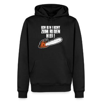 Ich bin nicht zum reden hier - Kettensäge - Männer Premium Bio Hoodie - Schwarz - Vorne - Nico (187cm)
