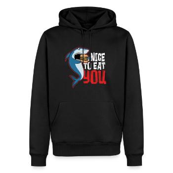 Hai - Nice to eat you - Männer Premium Bio Hoodie - Schwarz - Vorne - Nico (187cm)
