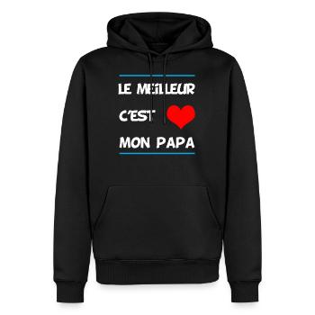 Le meilleur c'est papa " fête des péres " - Sweat à capuche Premium bio Homme - noir - Devant - Nico (187cm)