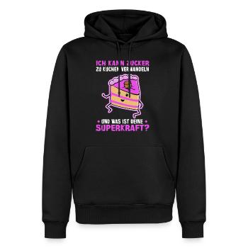 Zucker zu Kuchen verwandeln deine Superkraft? - Männer Premium Bio Hoodie - Schwarz - Vorne - Nico (187cm)
