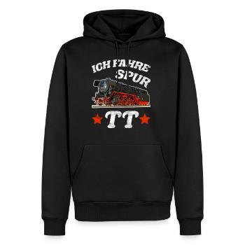 Modelleisenbahn Spurweite TT I 1:120 Modellbahn - Männer Premium Bio Hoodie - Schwarz - Vorne - Nico (187cm)