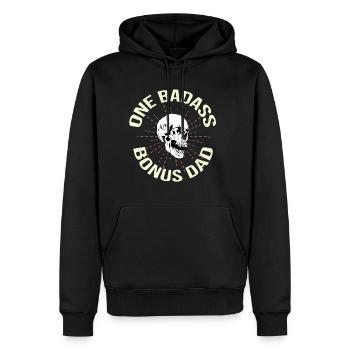 Un papa bonus badass - Sweat à capuche Premium bio Homme - noir - Devant - Nico (187cm)