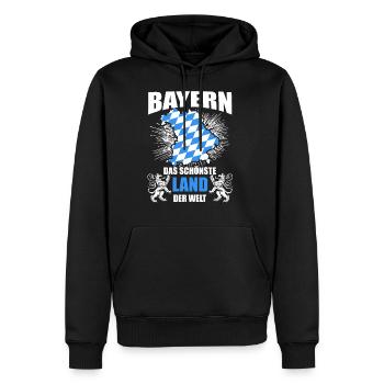 Bayern - Schönstes Land der Welt I Lustiger Spruch - Männer Premium Bio Hoodie - Schwarz - Vorne - Nico (187cm)