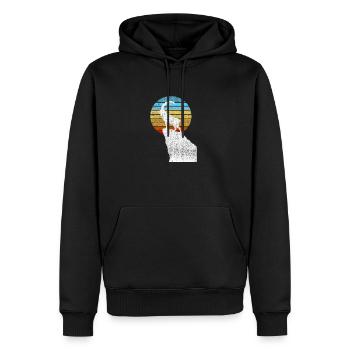 Montagnes du Capricorne Vintage Randonnée Escalade Camping - Sweat à capuche Premium bio Homme - noir - Devant - Nico (187cm)