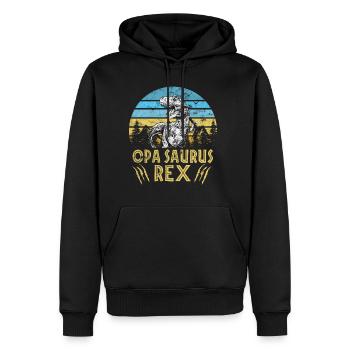 Opa Opasaurus Familie Vintage Retro Dinosaurier - Männer Premium Bio Hoodie - Schwarz - Vorne - Nico (187cm)