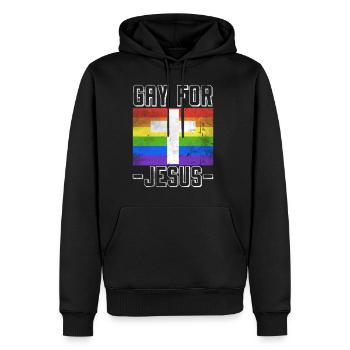 Gay Pour Jésus LGBT Drapeau Foi - Sweat à capuche Premium bio Homme - noir - Devant - Nico (187cm)